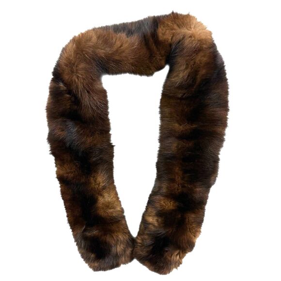 Vintage Tink & Jamieson Fur Neck Collar Brown USA San Francisco Wrap Scarf 40 in